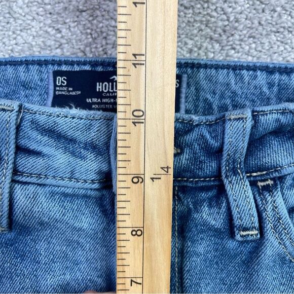 Hollister Dad Jeans Women’s 25 Short Blue Straight High Rise Flower Embroidered - Picture 9 of 12